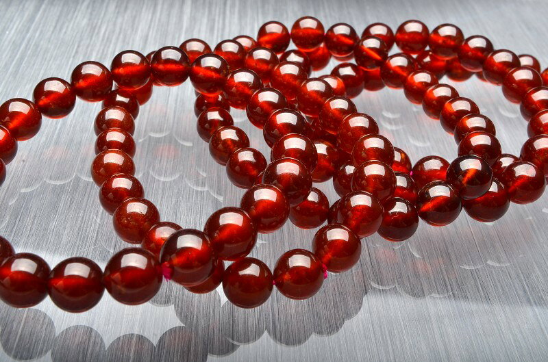 オレンジガーネット　10.5mm　 天然石 パワーストーン ブレスレット アクセサリー _B402-105