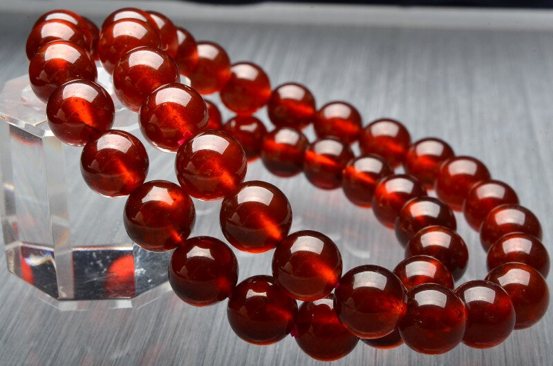 オレンジガーネット　10.5mm　 天然石 パワーストーン ブレスレット アクセサリー _B402-105