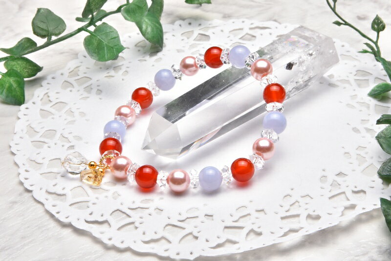 【10％OFF!】天然石 パワーストーン ブレスレット高品質 カーネリアン&貝パールピンク 8mm ブレスレッ..
