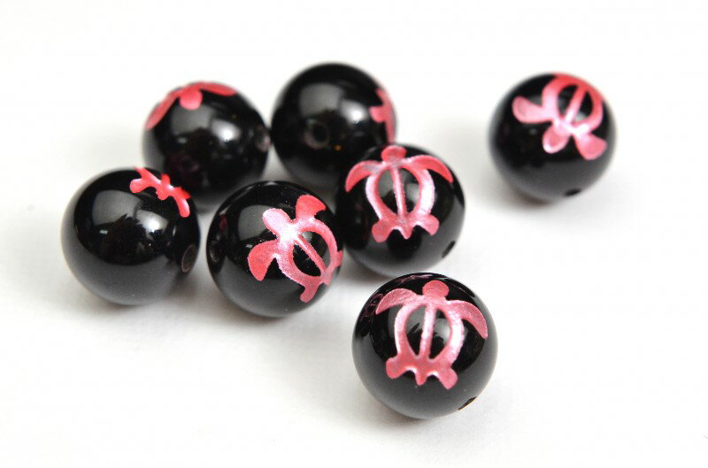 ホヌ オニキス ピンク彫り　12mm　粒売り アクセサリー _T433-12