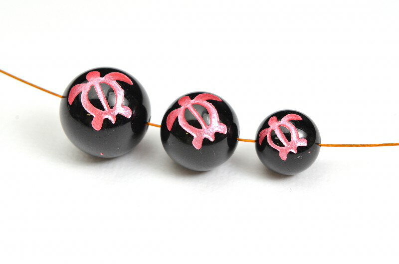 ホヌ オニキス ピンク彫り　12mm　粒売り アクセサリー _T433-12