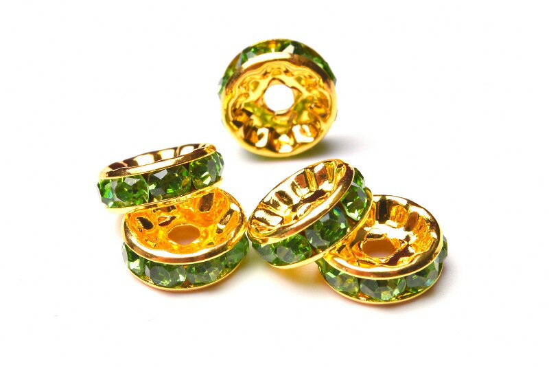 平型　金ロンデル ペリドットグリーン (100粒入り) 　4mm　 アクセサリー _KZ102-4