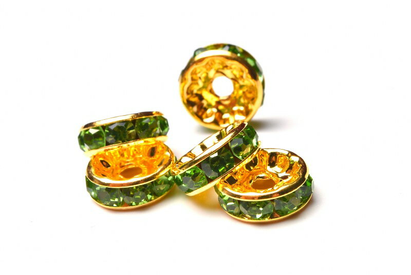 平型　金ロンデル ペリドットグリーン (100粒入り) 　4mm　 アクセサリー _KZ102-4
