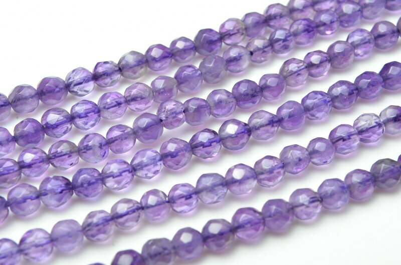 【10％OFF!】アメジスト ラウンドカット　4mm　1連（約38cm）天然石 パワーストーン ビーズ パーツ _R5833-2