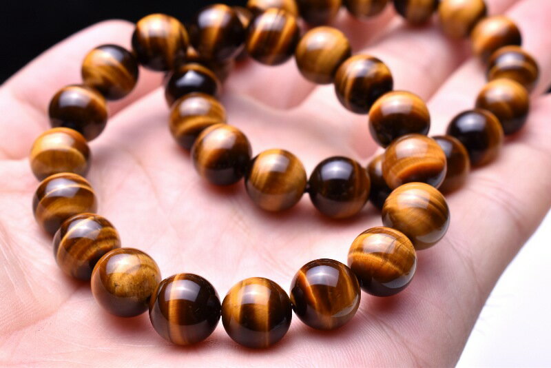 5A高品質 イエロータイガーアイ　10mm　 天然石 パワーストーン ブレスレット アクセサリー _B597-10
