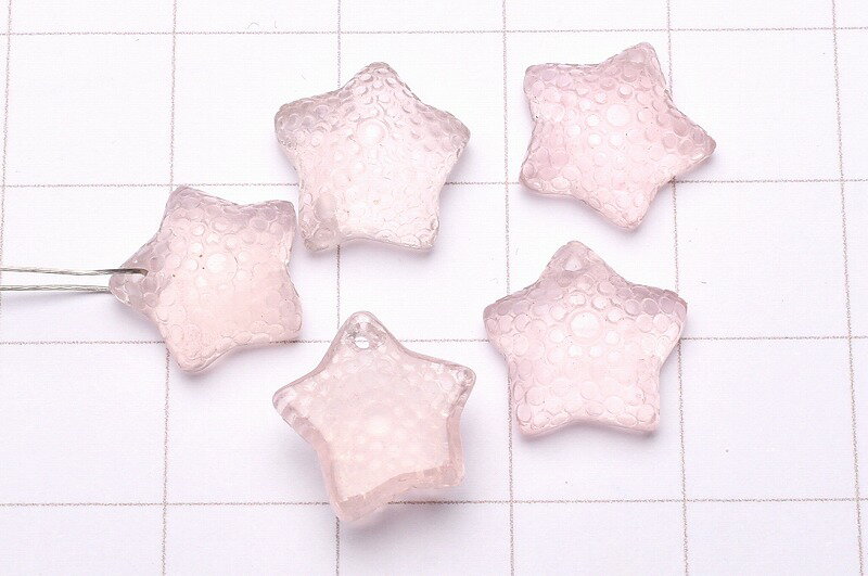ローズクォーツ　11-11.5mm　ヒトデ 粒売り トップ穴 アクセサリー _PR3111-2