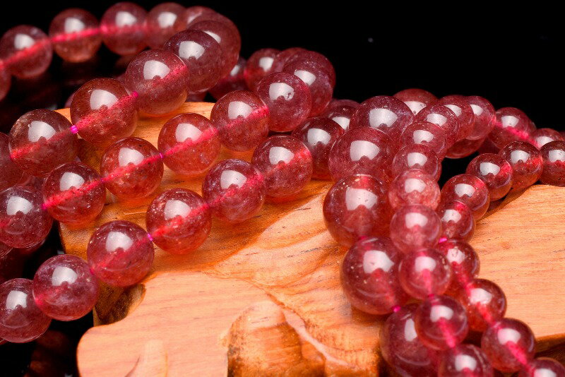 【20％OFF!】高品質タンザニア産 ストロベリークォーツ　10mm　 天然石 パワーストーン ブレスレット アクセサリー _B826-10