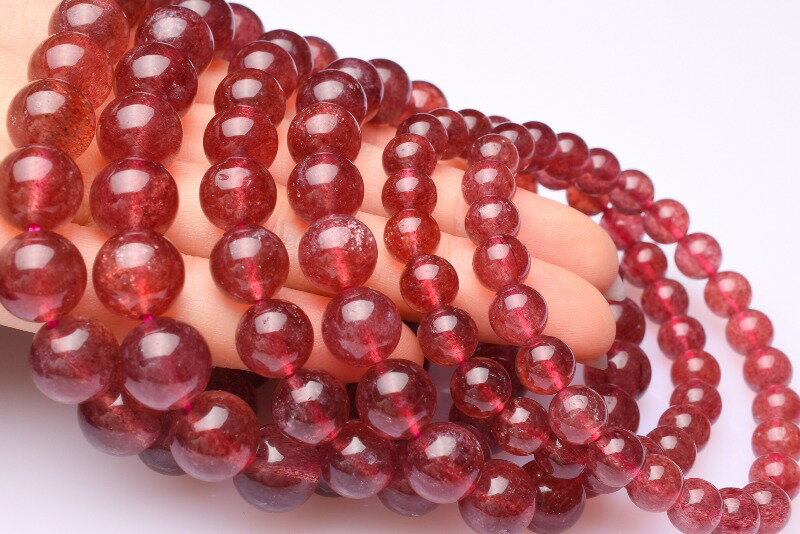 【20％OFF!】高品質タンザニア産 ストロベリークォーツ　10mm　 天然石 パワーストーン ブレスレット アクセサリー _B826-10