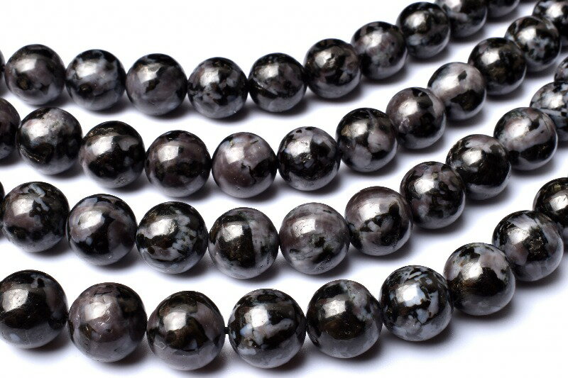 【10％OFF!】マダガスカル産 インディゴガブロ斑糲岩(はんれいがん)　10mm 1連（約38cm）天然石 パワーストーン ビーズ パーツ _RG243-10