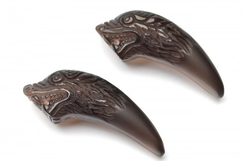 アイスオブシディアン　15x40mm　狼牙 トップ穴あき 天然石 パワーストーン ルース アクセサリー _PRG268