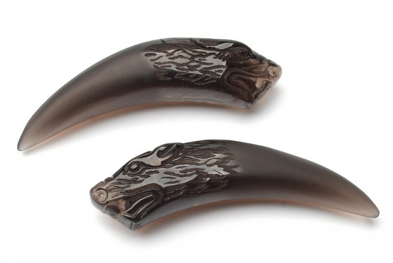 【10％OFF!】アイスオブシディアン　17x59mm　狼牙 トップ穴あき 天然石 パワーストーン ルース アクセサリー _PRG269