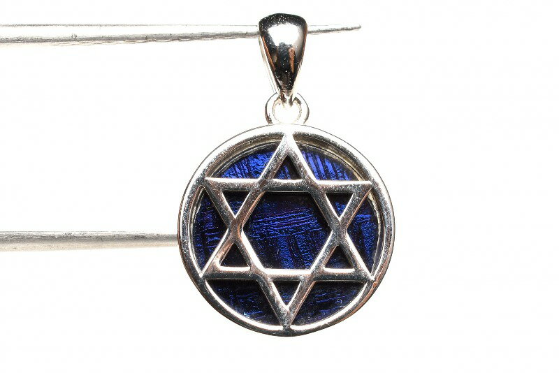 Silver925 ギベオン　13mm　六芒星(ブルーメタリック) 天然石 パワーストーン ペンダントトップ アクセサリー _PR3234 高品質アイテム