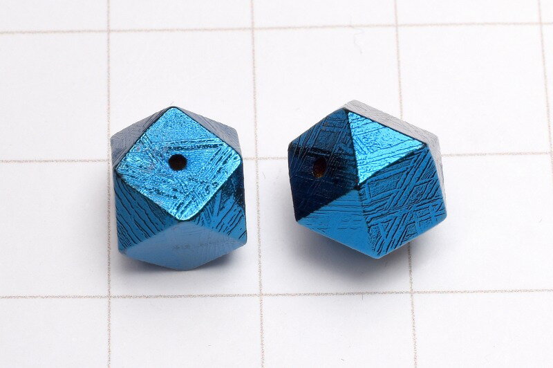 ギベオン　8mm　ブルーメタリック 一粒売りビーズ アクセサリー _T628-8 高品質アイテム