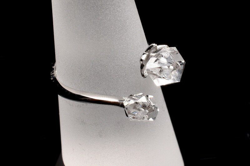 Silver925 珍しい！ ハーキマーダイヤモンド　8-9x4-7mm　リング 指輪 16号(サイズ調整可) アクセサリー _PR3281