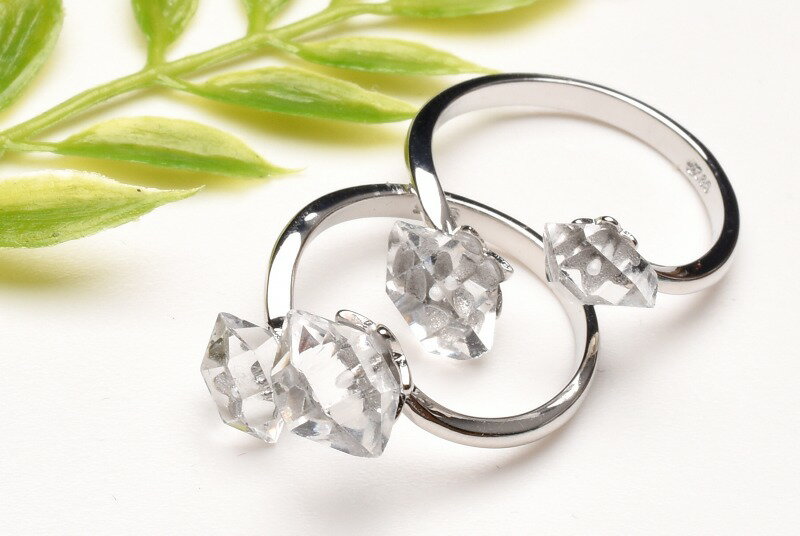 Silver925 珍しい！ ハーキマーダイヤモンド　8-9x4-7mm　リング 指輪 16号(サイズ調整可) アクセサリー _PR3281