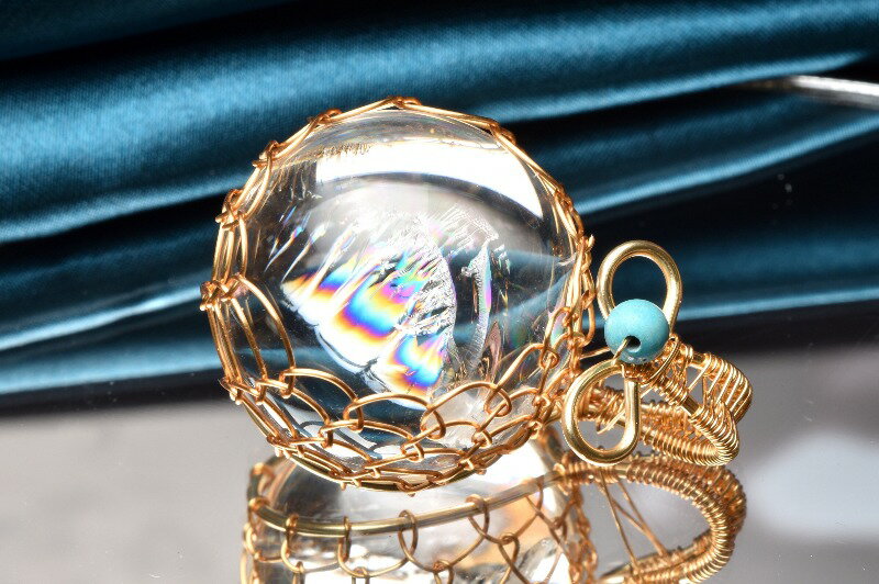 虹入り水晶 アイリスクォーツ　20mm　丸玉 天然石 パワーストーン ペンダントトップ アクセサリー _PRG632-1