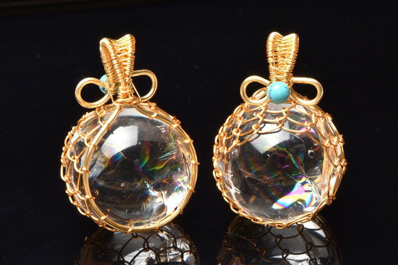 虹入り水晶 アイリスクォーツ　20mm　丸玉 天然石 パワーストーン ペンダントトップ アクセサリー _PRG632-1