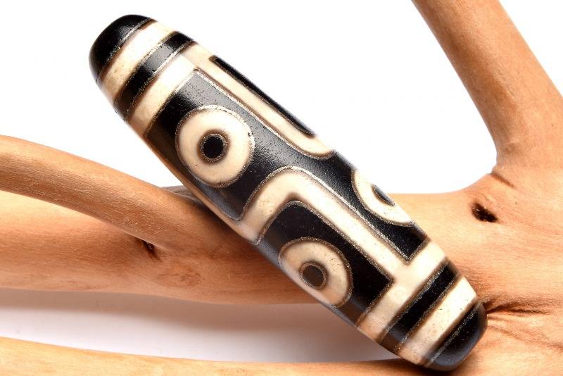 銀線天珠 六眼天珠　58x15mm　天珠(貫通穴) 天然石 パワーストーン ルース 1個売り アクセサリー _PRG1186