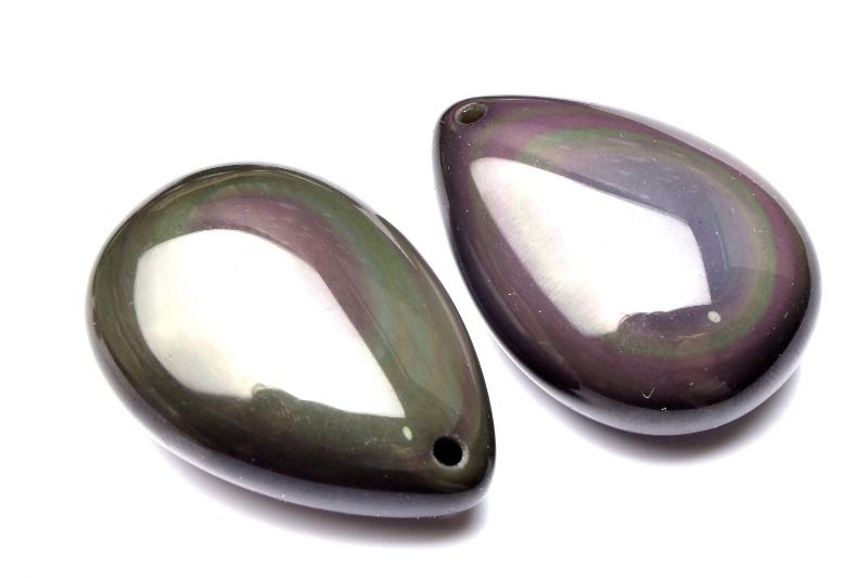 レインボーオブシディアン　30x19-20mm　ドロップ(トップ穴) 天然石 パワーストーン ルース 1個売り アクセサリー _PRG1243