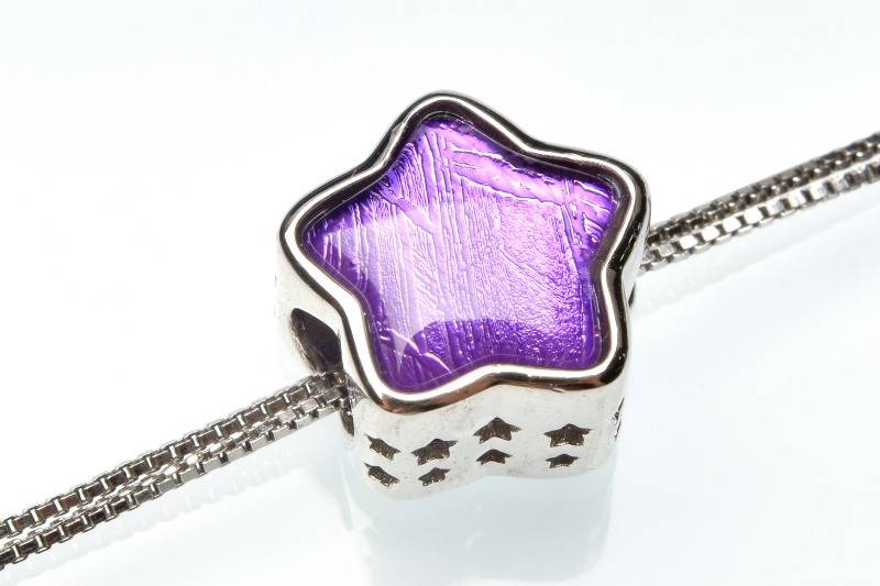 Silver925 ギベオン(メテオライト隕石)　10X10mm　星型 パープルコーティング 天然石 パワーストーン ペンダントトップ 1個売り アクセサリー _PRG1356
