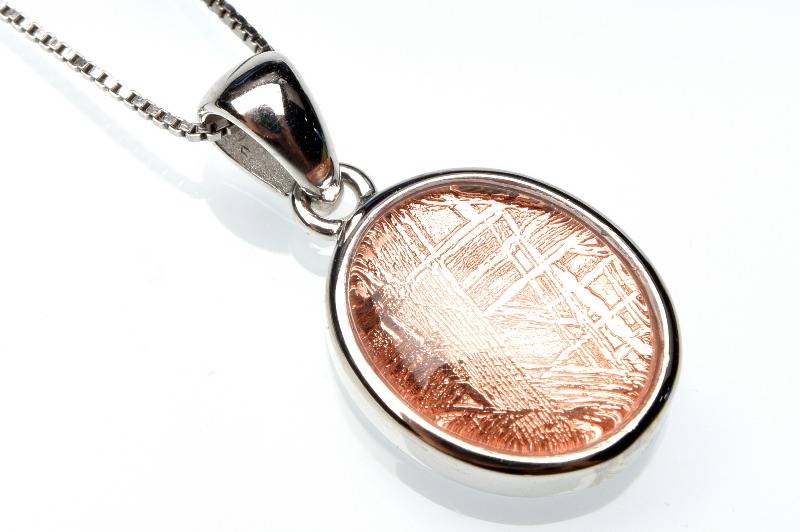 【10％OFF!】Silver925 ギベオン(メテオライト隕石)　12X10mm　オーバル ピンクゴールドコーティング ..