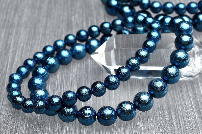 【20％OFF!】お買い得！メテオライト(アルタイ隕石)　8mm　ブルーコーティング 天然石 パワーストーン ブレスレット 1個売り アクセサリー _B1252-8