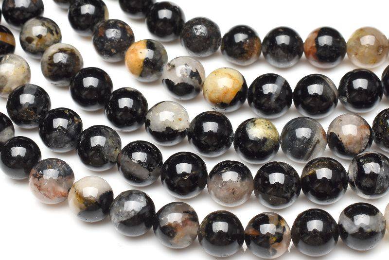 ブラックトルマリンインクォーツ　4-4.5mm　1連（約38cm） アクセサリー _R6018-4