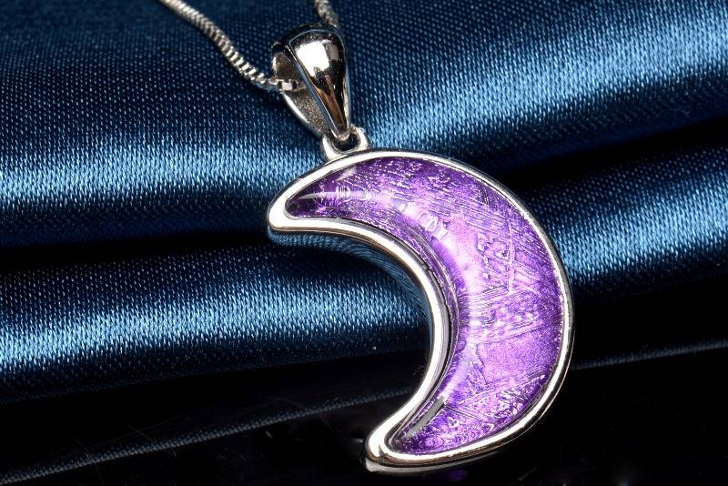 Silver925 ギベオン(メテオライト隕石)　15x11mm　パープル 天然石 パワーストーン ペンダントトップ 1個売り アクセサリー _PRG1514-4 高品質アイテム