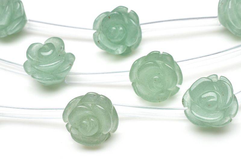 グリーンアベンチュリン　10mm　薔薇カット 1連（15粒） 天然石 パワーストーン ビーズ パーツ _R6030-10