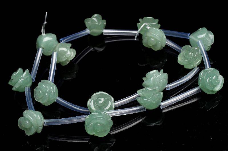 グリーンアベンチュリン　10mm　薔薇カット 1連（15粒） 天然石 パワーストーン ビーズ パーツ _R6030-10