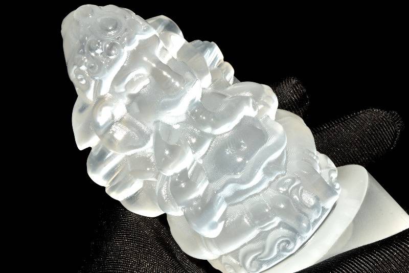 セレナイト(透石膏) 96-98x47-51x48-53mm ガネーシャ彫刻 天然石 パワー...