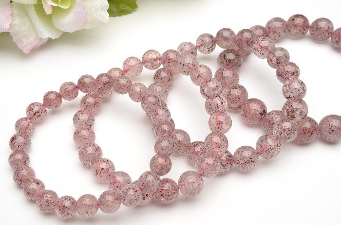 [B234]ストロベリークォーツ（ピーモンタイトインクォーツ）　9mm　 天然石 パワーストーン ブレスレット アクセサリー _RU7051