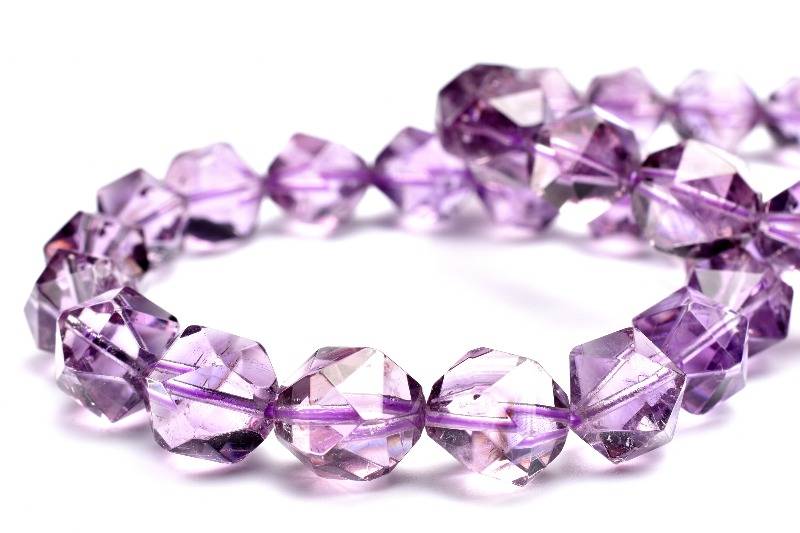 キラキラ◇透明感 アメジスト　10mm　シンプルスターカット 天然石 パワーストーン ブレスレット アクセサリー 1個売り _BG4772-10