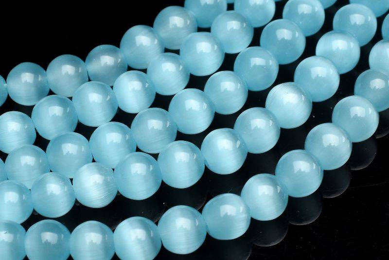 スカイブルーキャッツアイ　6mm 1連（約38cm） ビーズ ハンドメイド _R6099-6