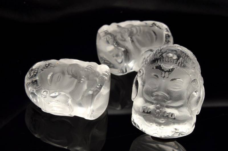 繊細彫刻 水晶クリスタルクォーツ　26-27x21mm　ベビーガネーシャ彫刻 置物 1個売り _PRG2033