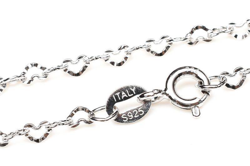 Silver925 ハートチェーン(カットデザイン) 40cm チェーン ネックレス アクセサリー ハンドメイド _KZ168