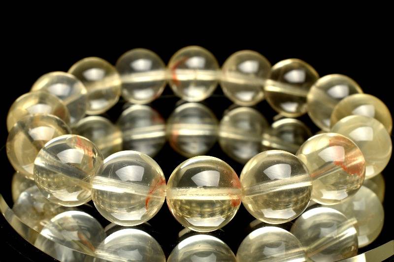 【30％OFF!】【1点物】希少！ ヘマタイトインレモンクォーツ　12.5mm ブレスレット アクセサリー _M3803