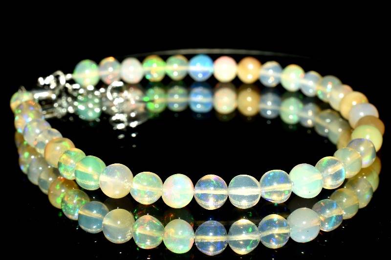 【1点物】AAAエチオピア産☆Silver925 プレシャスオパール　4.5mm　アジャスター付き ブレスレット アクセサリー _M3840 高品質アイテム
