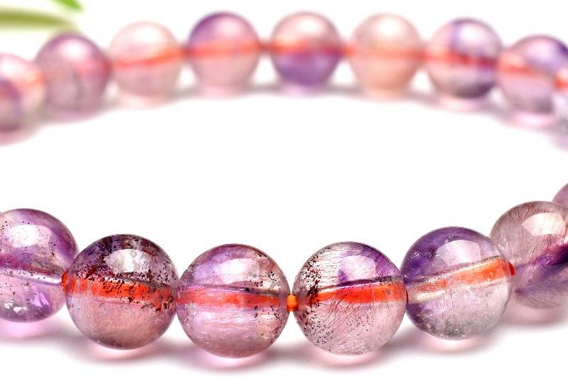 【20％OFF!】【1点物】AA+☆華やか ピンクスーパーセブンアメジスト　7.5mm ブレスレット アクセサリー _M4263 高品質アイテム