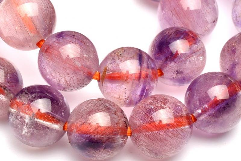 【20％OFF!】【1点物】AA+☆華やか ピンクスーパーセブンアメジスト　7.5mm ブレスレット アクセサリー _M4263 高品質アイテム