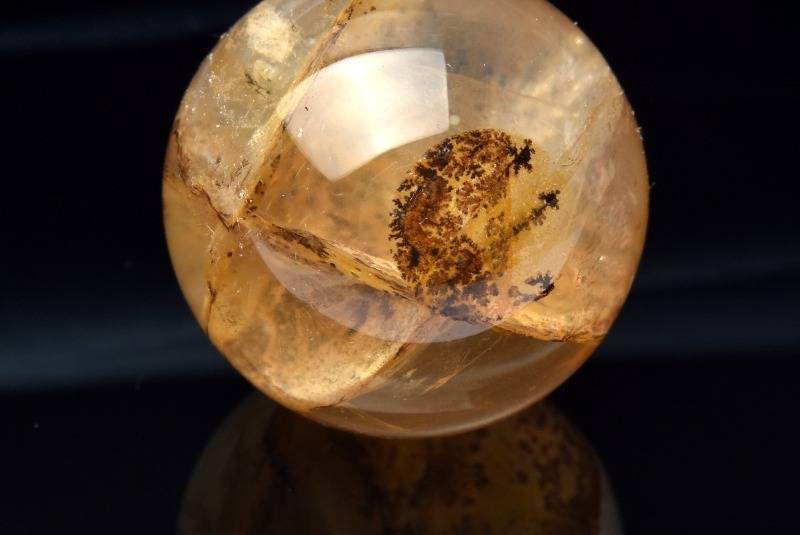 【1点物】天然の水彩画 デンドリティッククォーツ　21mm　丸玉(台座なし) スフィア ハンドメイド _PB9578