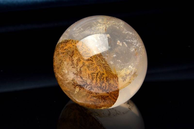 【1点物】天然の水彩画 デンドリティッククォーツ　22mm　丸玉(台座なし) スフィア ハンドメイド _PB9581