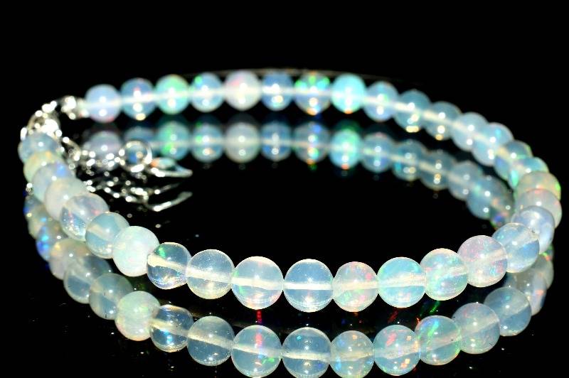 【1点物】AAA+エチオピア産☆Silver925 プレシャスオパール　4.5mm　アジャスター付き ブレスレット アクセサリー _M5050 高品質アイテム