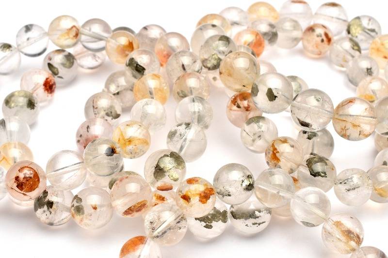 【40％OFF!】マダガスカル産 ライモナイト＆マーカサイトインクォーツ　11mm ブレスレット アクセサリー 1個売り _BG5403-11