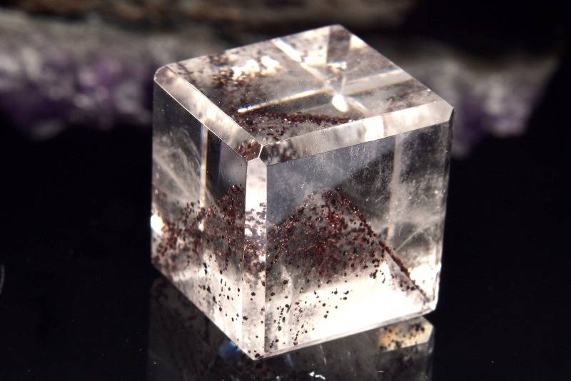 【20％OFF!】【1点物】希少◇ピラミッドファントム ブラックレピドクロサイトインクォーツ　18x17mm　キューブ 原石 _PC962