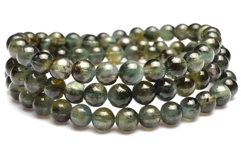 【30％OFF!】【1点物】ブラックアクアマリン 6mm 3連タイプ ブレスレット アクセサリー _M7609