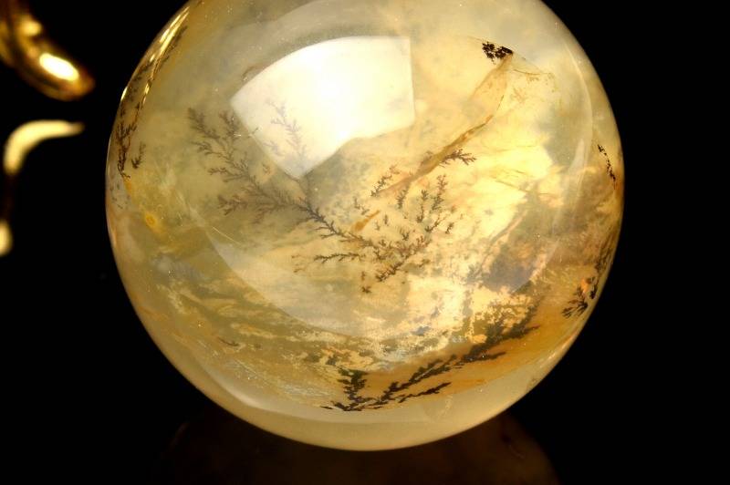 【1点物】天然の水彩画 デンドリティッククォーツ　23mm　丸玉(台座なし) スフィア _PC1550