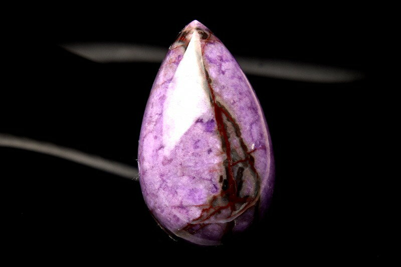 【20％OFF!】【1点物】高発色パープル スギライト(杉石)　22x13mm　ドロップ ルース ハンドメイド _PC2..