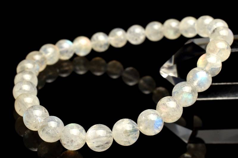 【1点物】AAオーロラシラー☆マダガスカル産 レインボームーンストーン　6.5mm ブレスレット アクセサリー _M9262