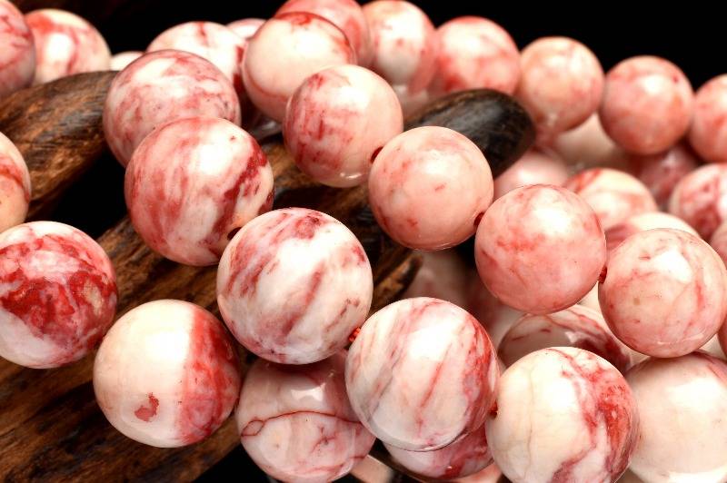 水晶に宿る天然の朱赤 シナバークォーツ 辰砂　13mm ブレスレット アクセサリー 1個売り _BG5548-13